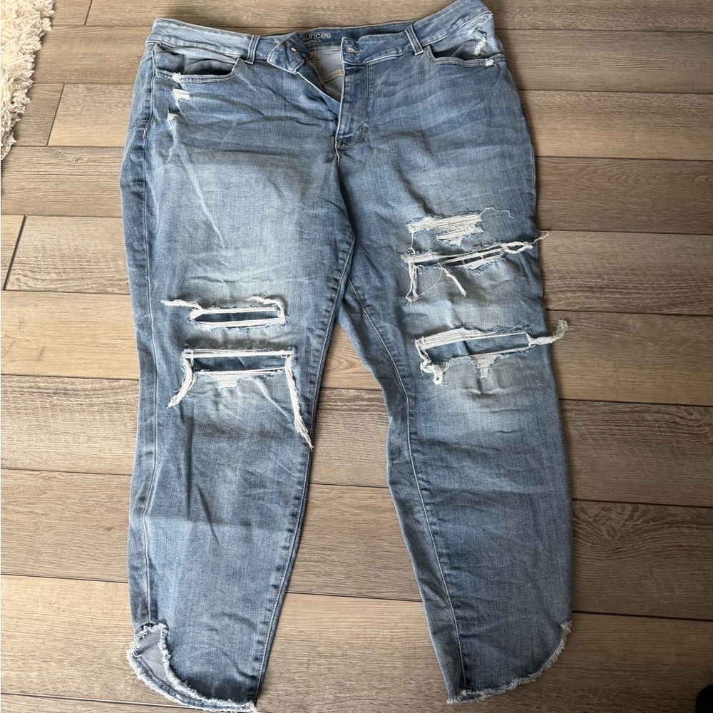 Maurices Light Blue Distressed Boyfriend Jeans